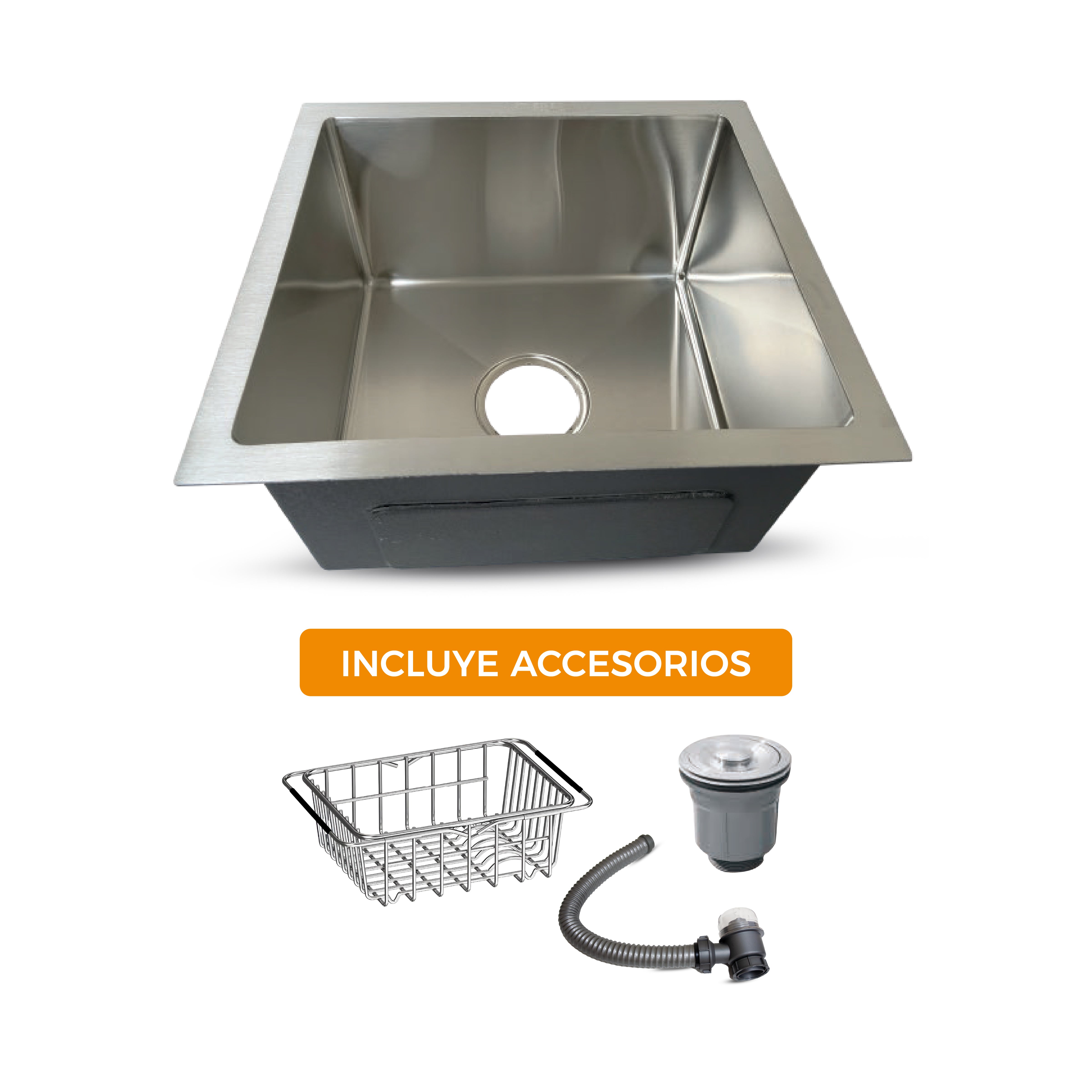 Prm-4339S Lavadero Prime De Acero Inox. Satinado C/Desague Y Canastilla 43X39X23Cm - Fratelli